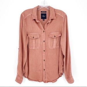 mauve dusty rose boyfriend fit button down